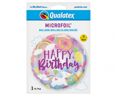 Fóliový balón 18 palcov QL - HAPPY BIRTHDAY (sladké jednorožce)