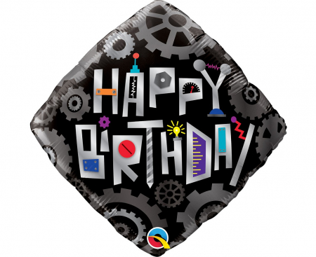 Fóliový balón 18 palcov QL Birthday Robot Cogwheels