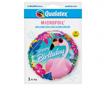 Fóliový balón 18 palcov QL Happy Birthday - Plameniak