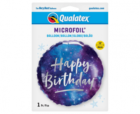 Fóliový balón 18 palcov QL Happy Birthday, galaxia