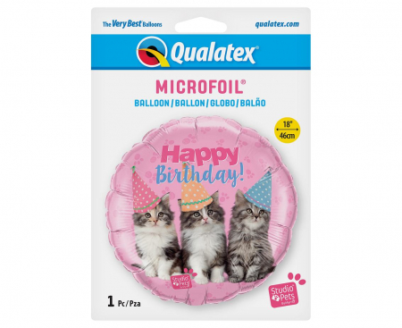 Fóliový balón 18 palcov QL, HAPPY BDAY KITTENS