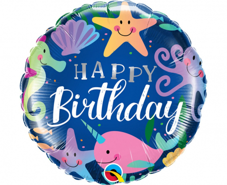 Fóliový balón 18 palcov QL, HAPPY BIRTHDAY (Under the Sea)