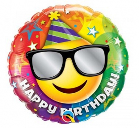 Fóliový balón 18 palcov QL, Happy Birthday Smiley