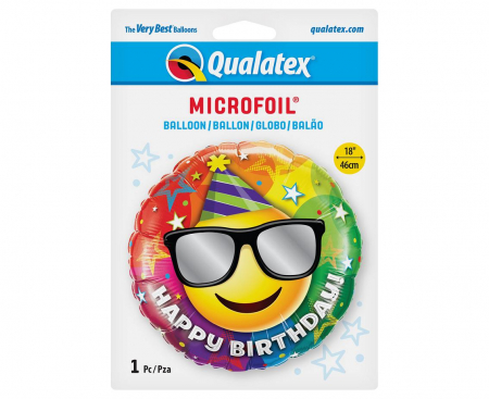 Fóliový balón 18 palcov QL, Happy Birthday Smiley
