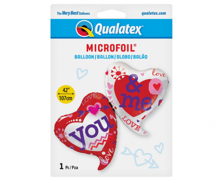 Fóliový balón 42 palcov QL, YOU & ME dve srdcia