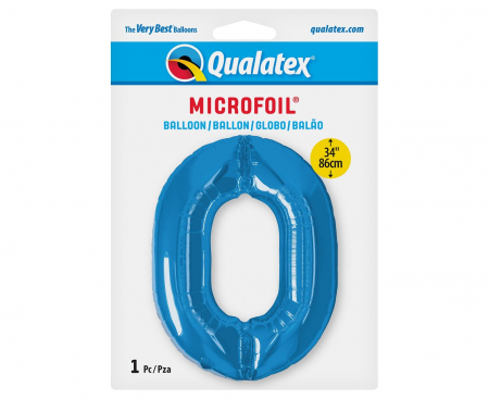 Fóliový balón číslo 0 modrý QL, 39