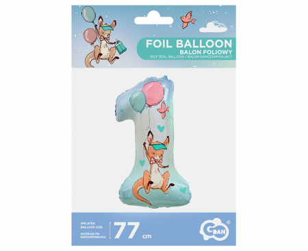 Fóliový balón číslo 1 - Klokan, 77 cm