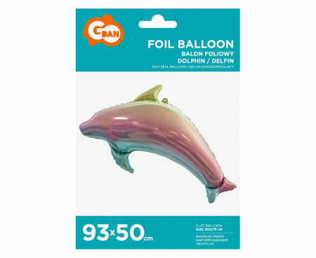 Fóliový balón DELFÍN, dúhový - 93 cm