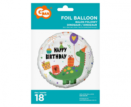 Fóliový balón Dinosaurus (Happy Birthday), 45 cm