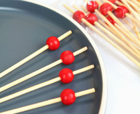 Špajdle na jednohubky ČERVENÉ GULIČKY, 24 ks.