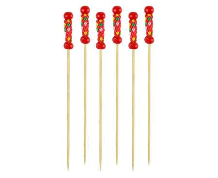 Špajdle na jednohubky ČERVENÉ A ŽLTÉ GULIČKY, 24 ks.