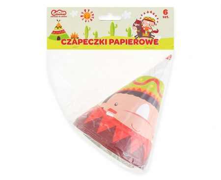 Papierové čiapky INDIAN PARTY, 6 ks.