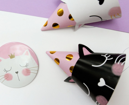 Papierové čiapky Mačiatka, 6 ks.