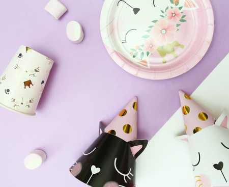 Papierové čiapky Mačiatka, 6 ks.