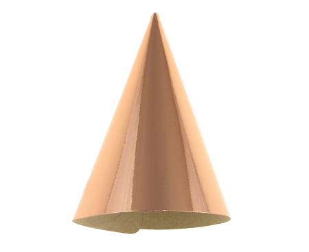 Papierové čiapky, ružové zlato, metalické, B&C, 6 ks.