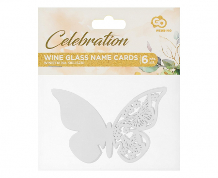 Umiestňovacie kartičky do pohárov MOTÝLE - 6 ks.
