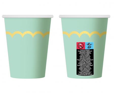 Papierové poháre mätové, 266ml, 6 ks.