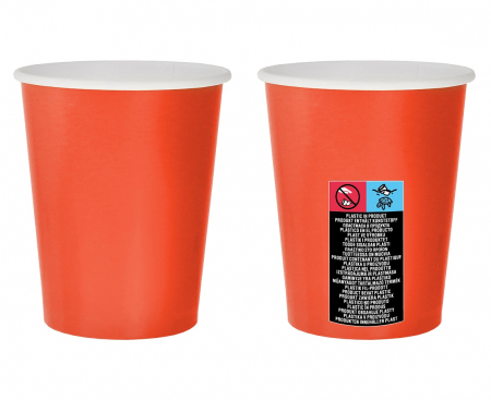 Papierové poháre, jednofarebné, červené, 270 ml - 14 ks.