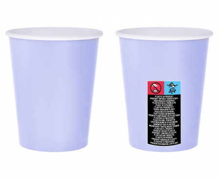 Papierové poháre, jednofarebné, svetlo modrá, 270 ml - 14 ks.