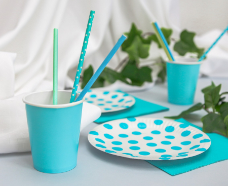 Papierové poháre, jednofarebné, svetlo modrá, 270 ml - 14 ks.