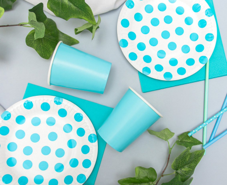 Papierové poháre, jednofarebné, svetlo modrá, 270 ml - 14 ks.