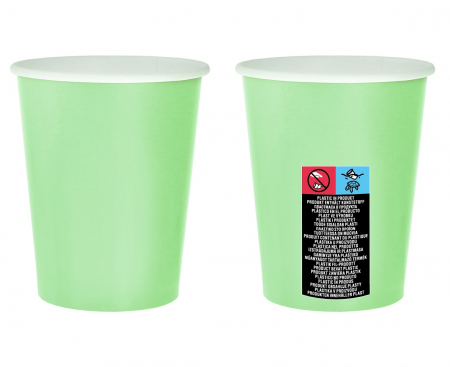 Papierové poháre, jednofarebné, mätová, 270 ml - 14 ks.