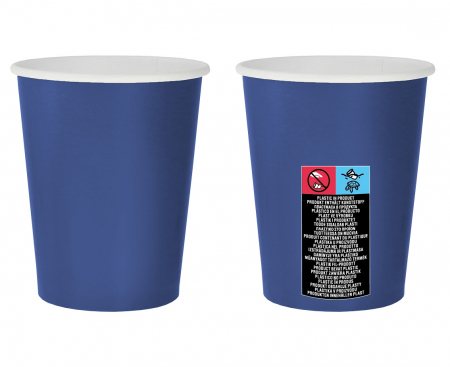 Papierové poháre, jednofarebné, modrá, 270 ml - 14 ks.