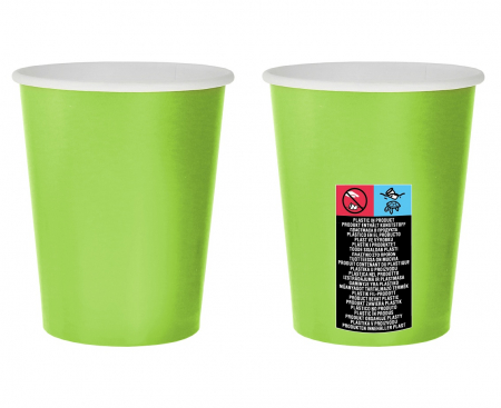 Papierové poháre, jednofarebné, zelená, 270 ml - 14 ks.