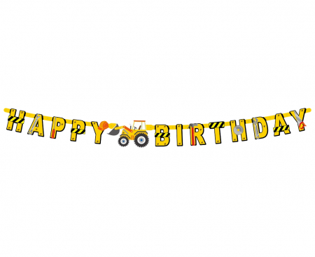 Papierová girlanda Happy Birthday Stavenisko, dĺžka 220 cm