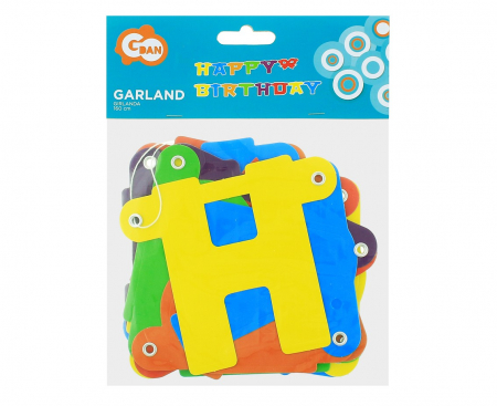 Papierová girlanda Happy Birthday, farebná, 160 cm