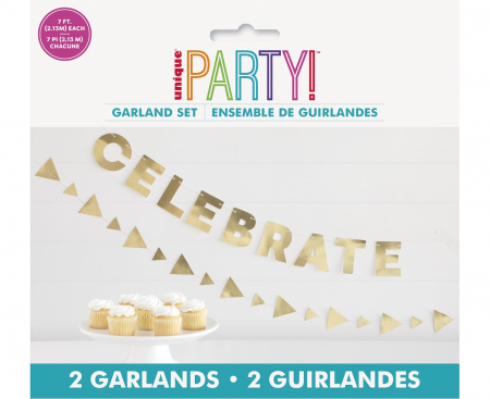 Papierová girlanda Celebrate, zlatá, 213 cm