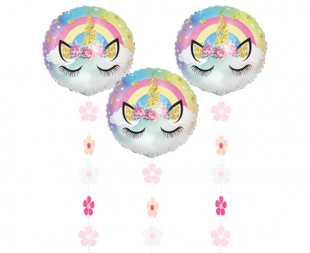 Papierová girlanda Ružové kvety, veľkosť 7x200 cm