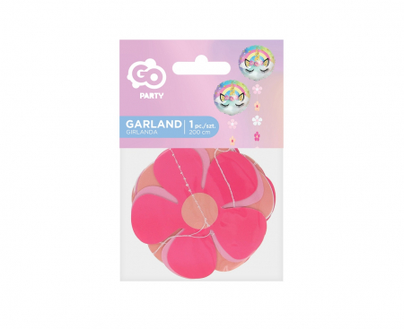 Papierová girlanda Ružové kvety, veľkosť 7x200 cm