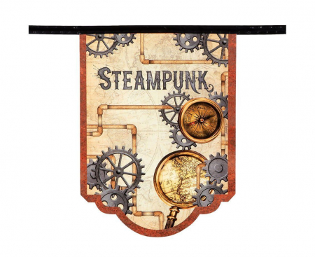 Papierová girlanda v štýle steampunk, obojstranná, 400 cm