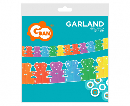 Papierová girlanda s dúhovými myškami, 300 cm