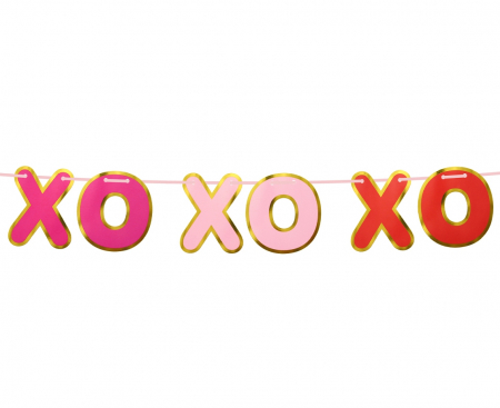 Papierová girlanda XOXO, zlatý obrys, 200 cm
