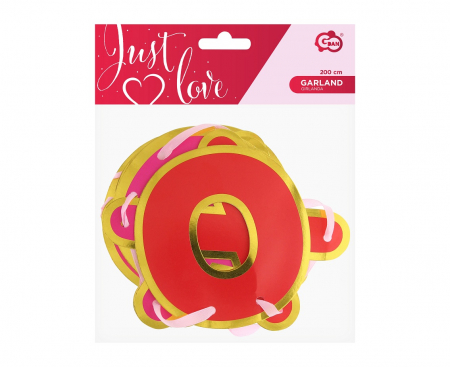 Papierová girlanda XOXO, zlatý obrys, 200 cm