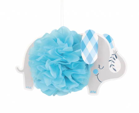 Závesná dekorácia Floral Elephant, modrá, 23 cm, 3 ks.