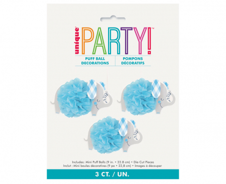 Závesná dekorácia Floral Elephant, modrá, 23 cm, 3 ks.