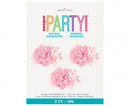 Závesná dekorácia Floral Elephant, ružová, 23 cm, 3 ks.