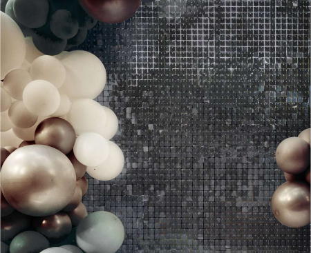 Dekoratívny panel čierny, čierne pozadie, 30x30 cm, 100 štvorcov