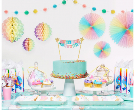 Dekoratívne rozety - 3 gule, rôznofarebné (15 cm, 22 cm, 29 cm)