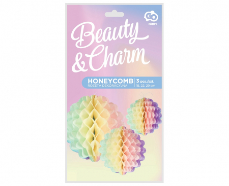 Dekoratívne rozety - 3 gule, rôznofarebné (15 cm, 22 cm, 29 cm)