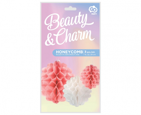 Dekoratívne rozety - 3 gule, ružová zmes (15 cm, 22 cm, 29 cm)