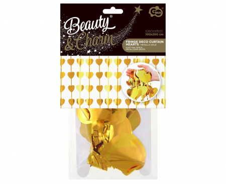 Záves B&C Srdcia, metalická zlatá, 100x200 cm
