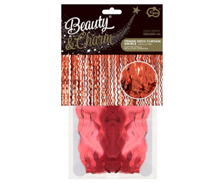 Záves B&C Špirály, metalická červená, 100x200 cm