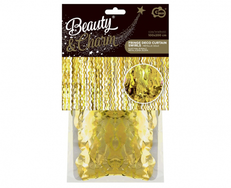 Záves B&C Špirály, metalická zlatá, 100x200 cm