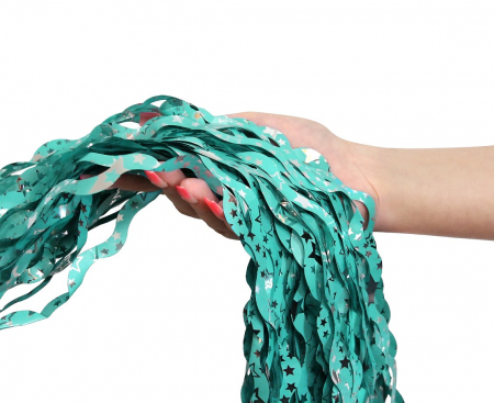 Záves B&C Špirály so striebornými hviezdičkami, tyrkysová, 100x200 cm