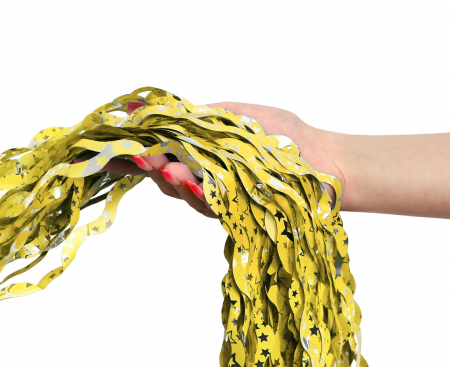 Záves B&C Špirály so striebornými hviezdičkami, zlatý, 100x200 cm