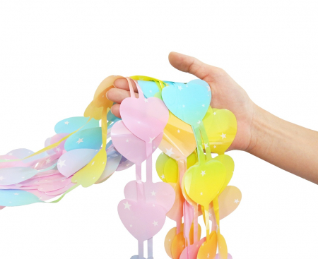 Záves s potlačou Macaron Srdcia, pastel, 100x200 cm